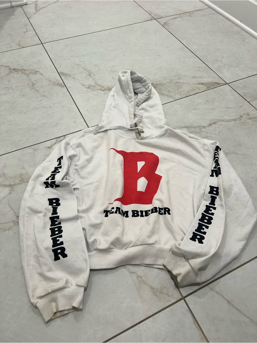 Justin Bieber White Team Bieber Hoodie Size Medium